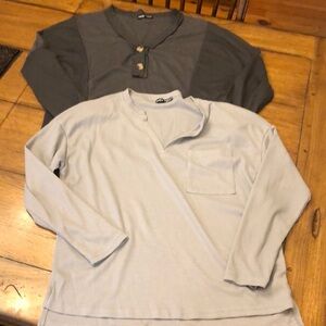 Lot of 2 SHEIN Size L pullover women blouse gray long sleeve travel casual